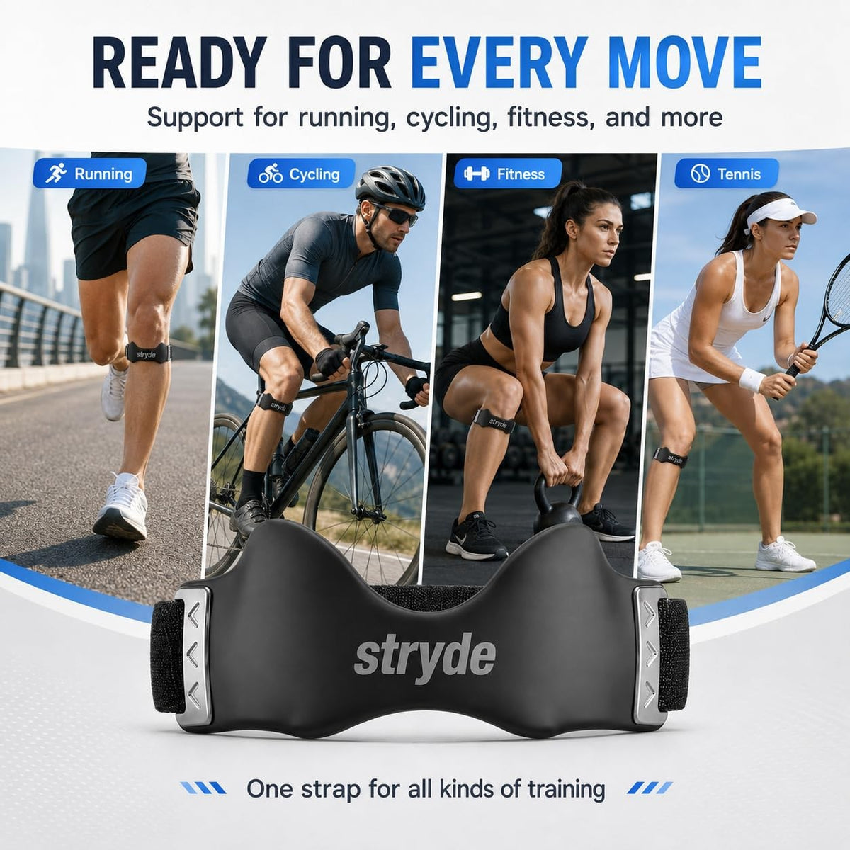 Stryde Precision Knee Strap  Premium Stryde Knee Strap with Silicone LockPoin...