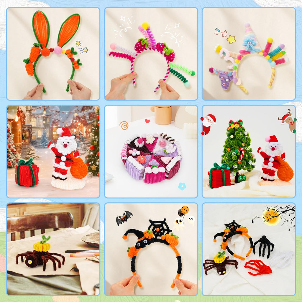 1200PCS Pipe Cleaners Craft, Pipe Cleaners Bulk for Arts and Crafts Supplies ...