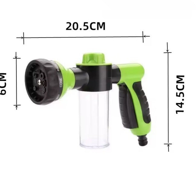 8-Pattern Garden Hose Multi-Pattern Sprayer Nozzle w/ Soap Bottle Green/Black