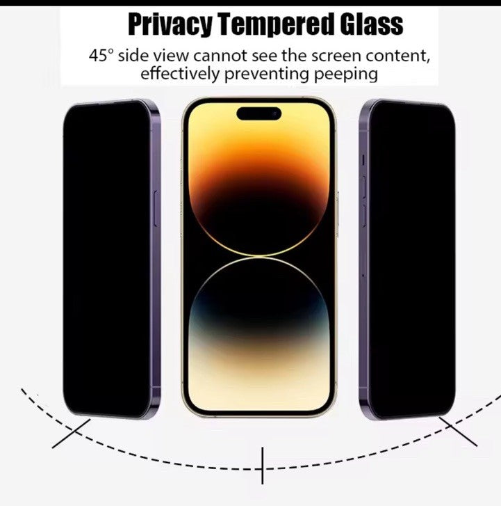 iPhone Privacy Tempered Glass Screen + Camera Lens Protector 9H