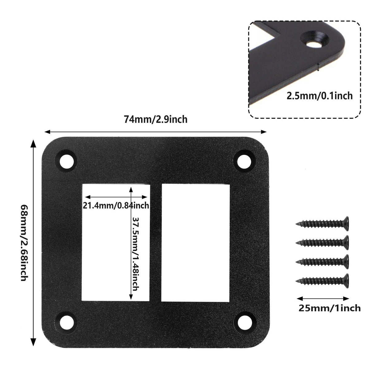 AUXBC 2 Way Rocker Switch Panel Housing Holder, 2 Gang Black Aluminium Rocker...