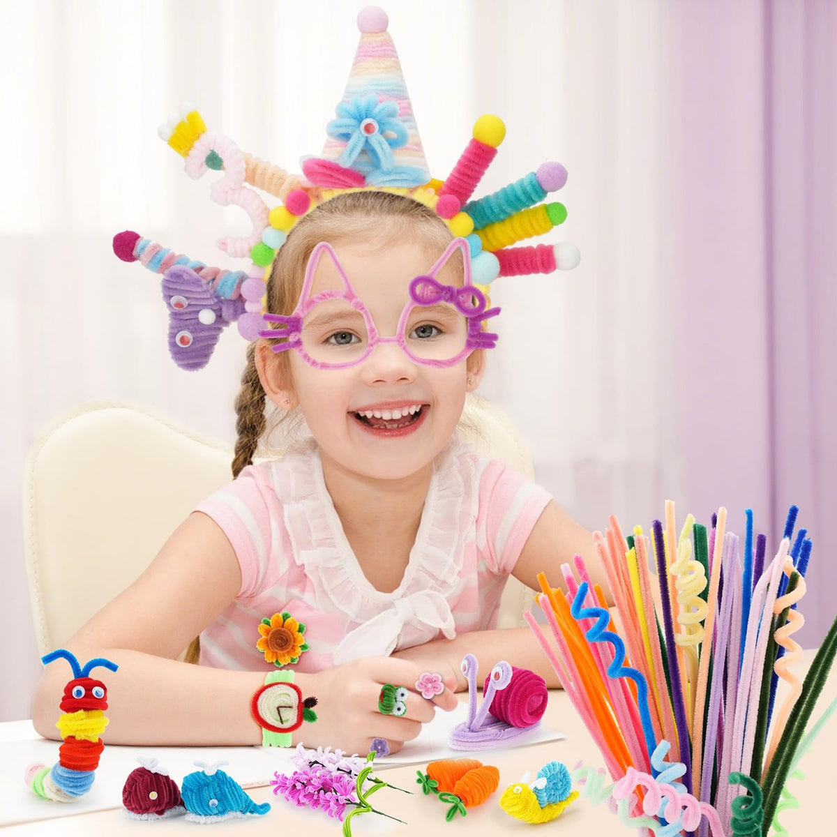 1200PCS Pipe Cleaners Craft, Pipe Cleaners Bulk for Arts and Crafts Supplies ...