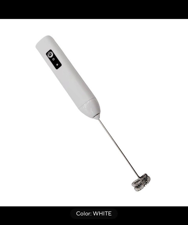 Wireless Electric Handheld Milk Frother 3-Speed Type-C Rechargeable White/Black