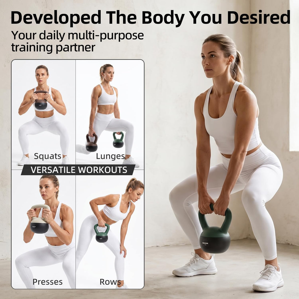 RUNWE Soft Kettlebell 5lb 10lb 15lb 20lb 25lb, Sand Filled Quiet FloorFriendl...