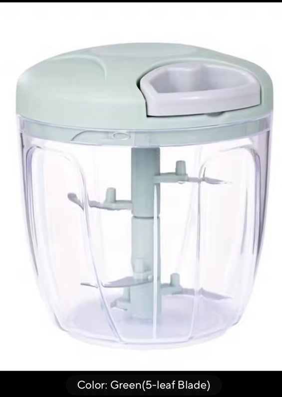 Manual Pull Cord Food Chopper 2 Cup Plastic w/ Container Lid Blade 12 cm