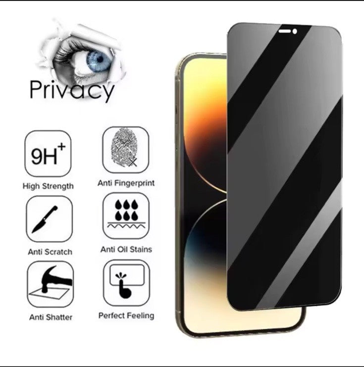 iPhone Privacy Tempered Glass Screen + Camera Lens Protector 9H