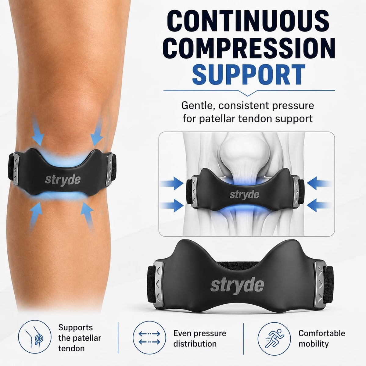 Stryde Precision Knee Strap  Premium Stryde Knee Strap with Silicone LockPoin...