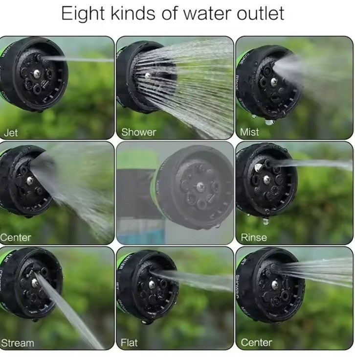 8-Pattern Garden Hose Multi-Pattern Sprayer Nozzle w/ Soap Bottle Green/Black