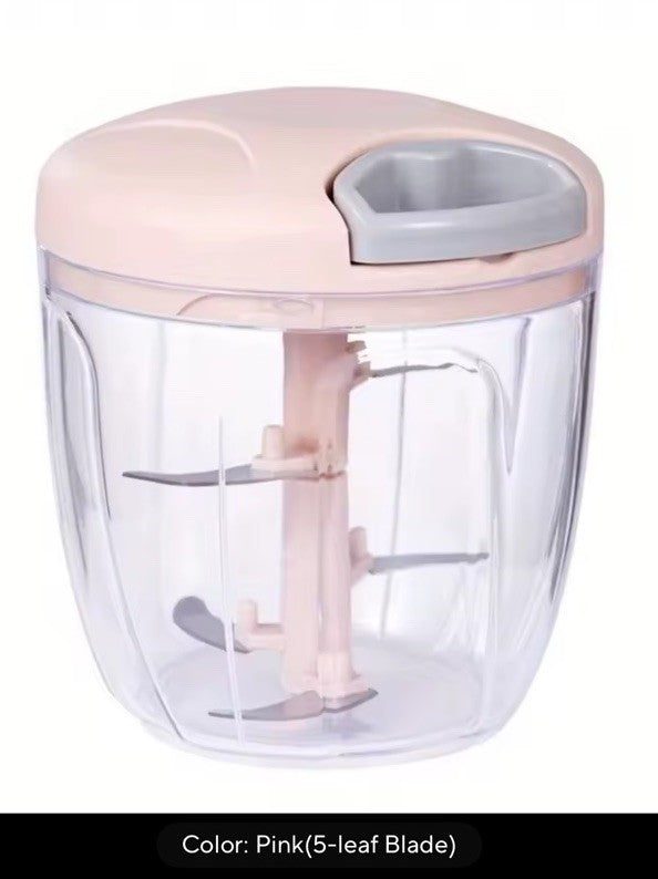 Manual Pull Cord Food Chopper 2 Cup Plastic w/ Container Lid Blade 12 cm