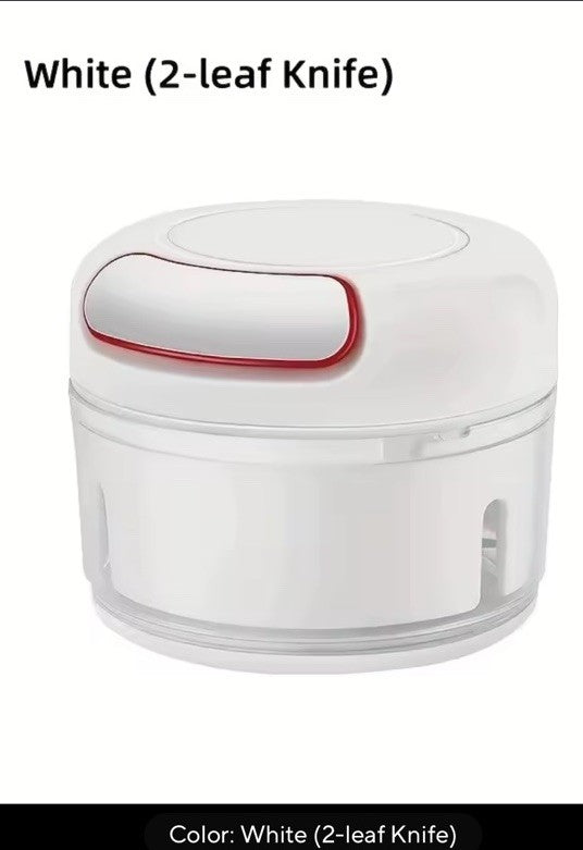 Manual Pull Cord Food Chopper 2 Cup Plastic w/ Container Lid Blade 12 cm