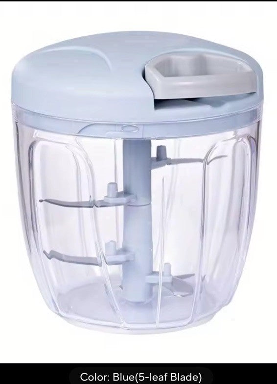 Manual Pull Cord Food Chopper 2 Cup Plastic w/ Container Lid Blade 12 cm