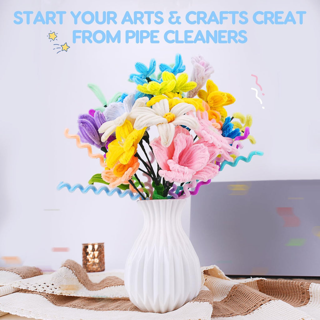 1200PCS Pipe Cleaners Craft, Pipe Cleaners Bulk for Arts and Crafts Supplies ...
