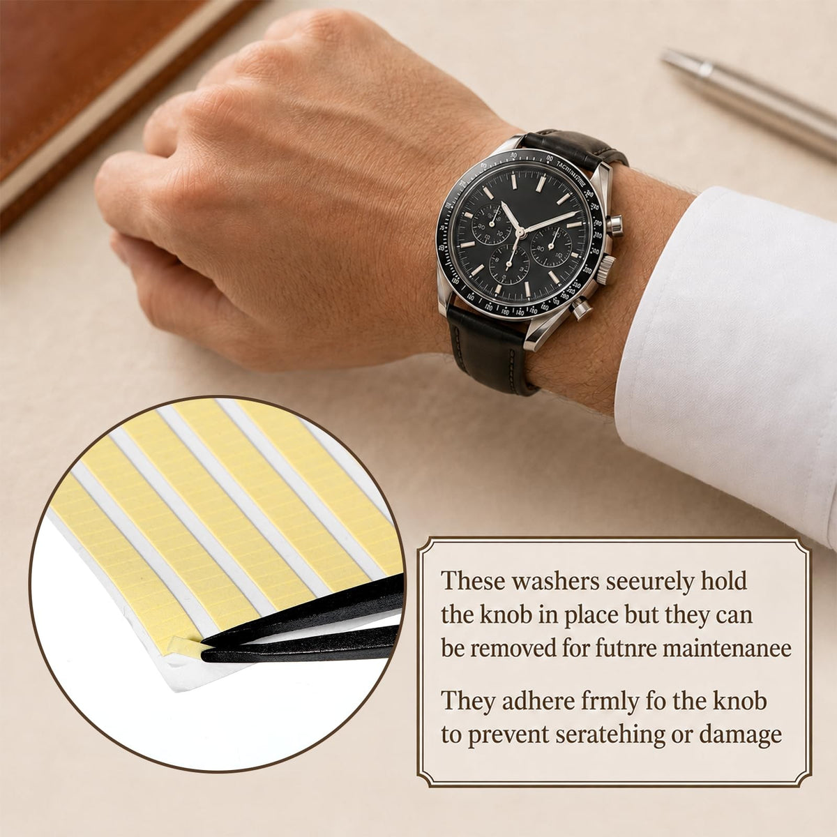 6 Sheets Movement Adhesive, Watch Repair Dial Dots 2x5mm Dial Adhesive