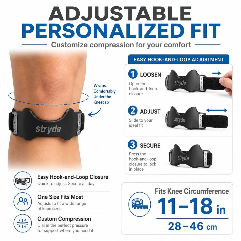 Stryde Precision Knee Strap  Premium Stryde Knee Strap with Silicone LockPoin...