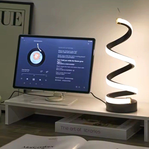 Modern Spiral LED Table Lamp, Color Changing, Corded, Black/White